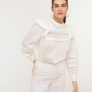 J Crew Crocheted Lace Ruffle Top